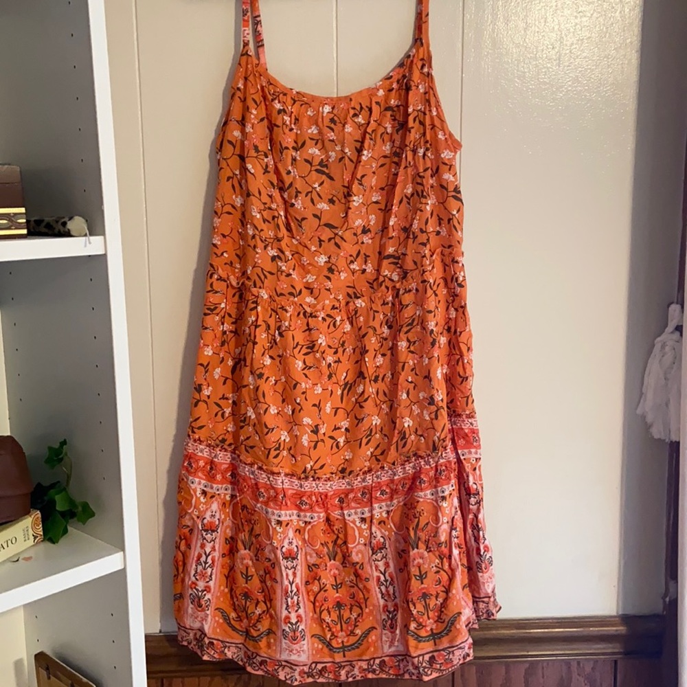 Orange short sun dress